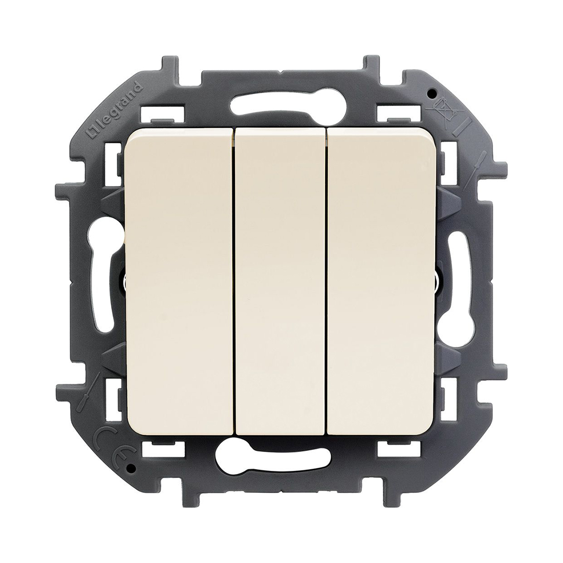 Выключатель трехклавишный, Legrand, 673641, Inspiria с/у 20 А ~250В винтовые зажимы слоновая кость
