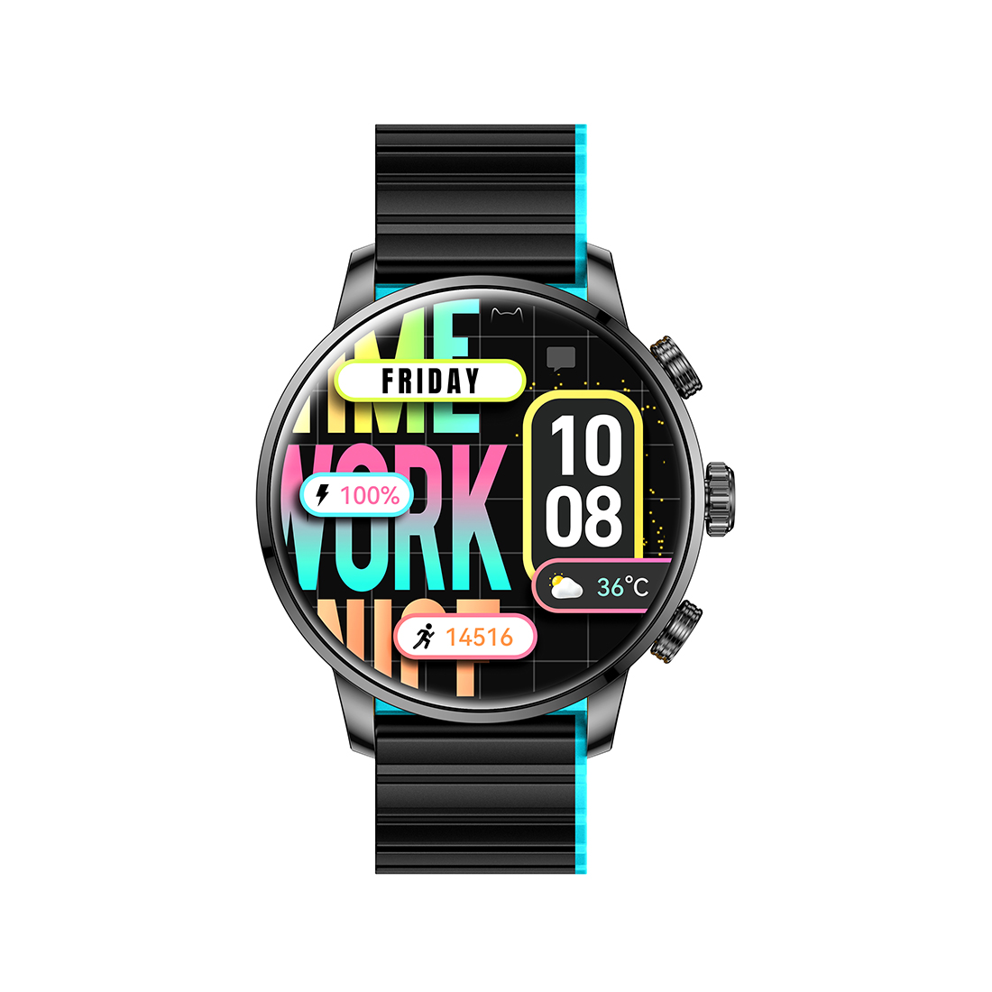 Смарт часы, Kieslect, Calling Watch Kr2, YFT2070EU, Дисплей 1.43" AMOLED FHD, Разрешение 466 x 466, Водонепроницаемость (IP68), Батарея 360 мАч, Чёрный