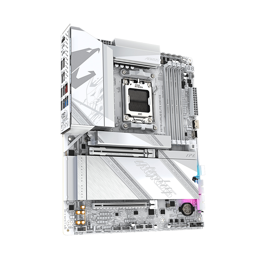Материнская плата, Gigabyte, X870 AORUS ELITE X3D ICE (4719331876678), AM5, X870, 4xDDR5 4800/5200/8800(OC), 2xSATA3, 4xM.2 (2*PCIe 4.0 x4/x2, 2*PCIe 5.0 x4/x2), Raid, 1xHDMI, 2xUSB4 Type-C®, 2xPCI-Ex16, Wi-Fi, ATX