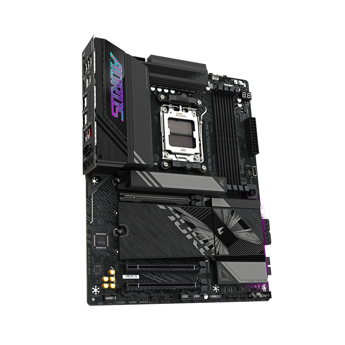 Материнская плата, Gigabyte, X870E AORUS ELITE WIFI7 (4719331864613), AM5, X870E, 4xDDR5 4400/4800/5200/8000(OC), 4xSATA3, 4xM.2 (PCIe 4.0 x4/x2), Raid, 1xHDMI, 2xUSB4 Type-C®, 3xPCI-Ex16, Wi-Fi, ATX