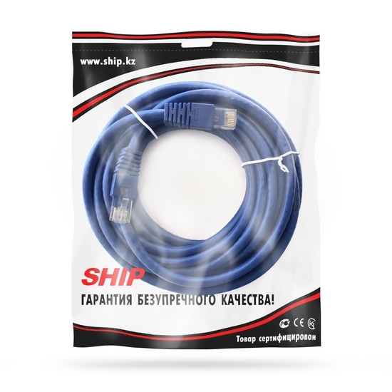 Патч Корд, SHIP, S6025BL0750-P, Cat.6, UTP, LSZH, RJ-45, 7.5 м, Синий, Пол. пакет