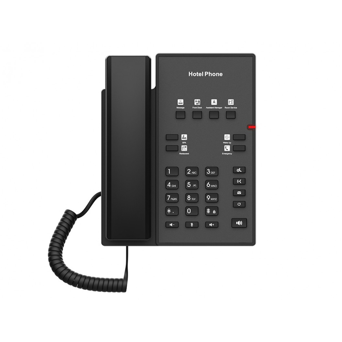 IP-телефон, Fanvil, H1-2 Wire, отельный, 2-проводной RJ11, 2 SIP-линии, 8 DSS-клавиш, чёрный, PoE, блок питания в комплекте