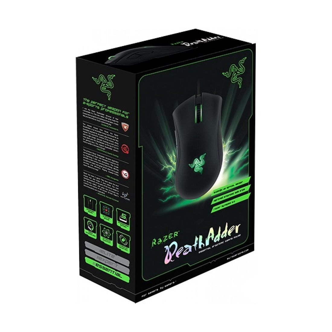 Компьютерная мышь, Razer, DeathAdder Essential (2021), RZ01-03850100-R3M1, Игровая, Оптическая, 6400 DPI, 220 IPS, 5 Кнопок, Проводная, USB, 96 г, Чёрный