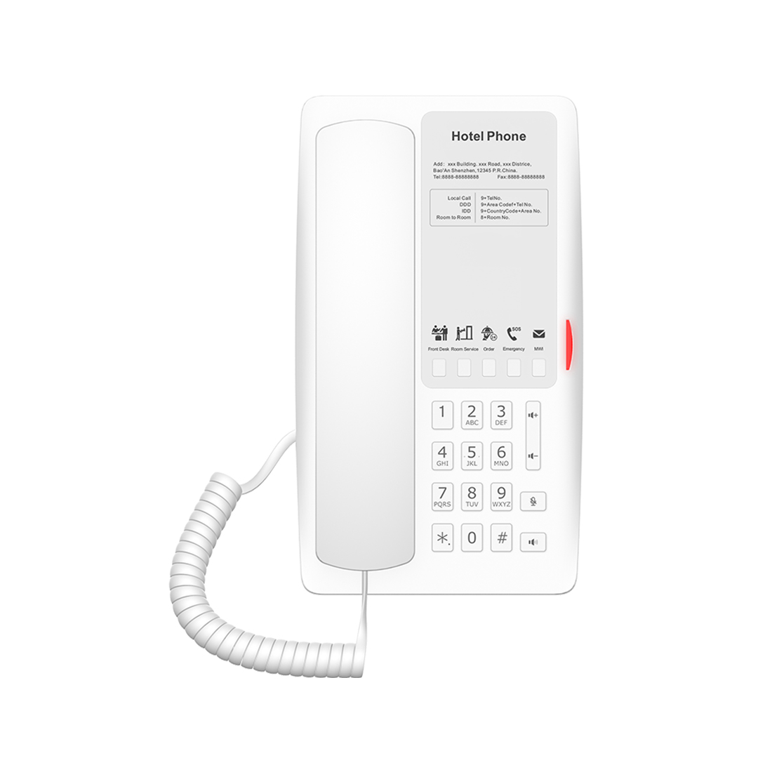 IP-телефон, Fanvil, H4W (B), IP-телефон, отельный, 2 SIP-линии, чёрный, 1xUSB, 1xRJ45, PoE, WIFI, без дисплея, 5 DSS-клавиш, блок питания в комплекте