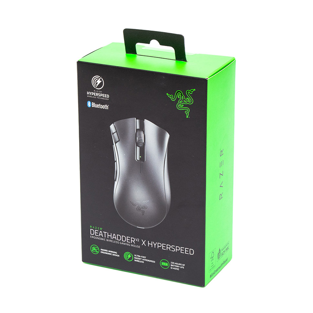 Компьютерная мышь, Razer, DeathAdder V2 X HyperSpeed, RZ01-04130100-R3G1, Игровая, Оптическая, 14000 DPI, 450 IPS, 7 Кнопок, Беспроводная, 2.4 ГГц / Bluetooth, 103 г, Черный