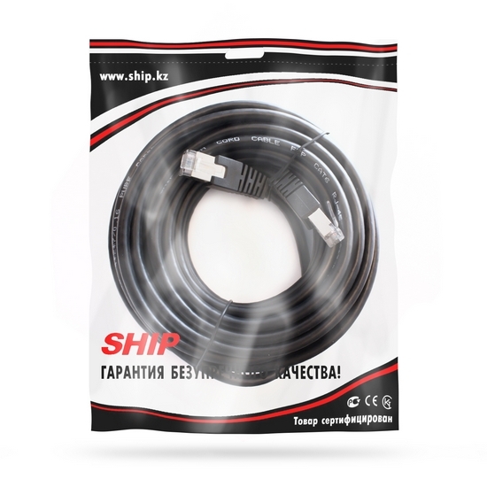 Патч Корд, SHIP, S7025BK0750-P, Cat.6, FTP, LSZH, RJ-45, 7.5 м, Чёрный, Экранированный, Пол. пакет