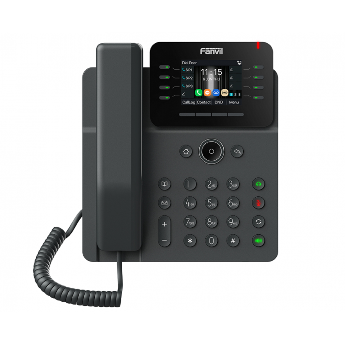 IP-телефон, Fanvil, V62G (B), 12 линии SIP, 2xGE PoE, чёрный, цветной экран 320x240, конференц-связь на 6 участников, до 21 DSS клавиши, блок питания в комплекте