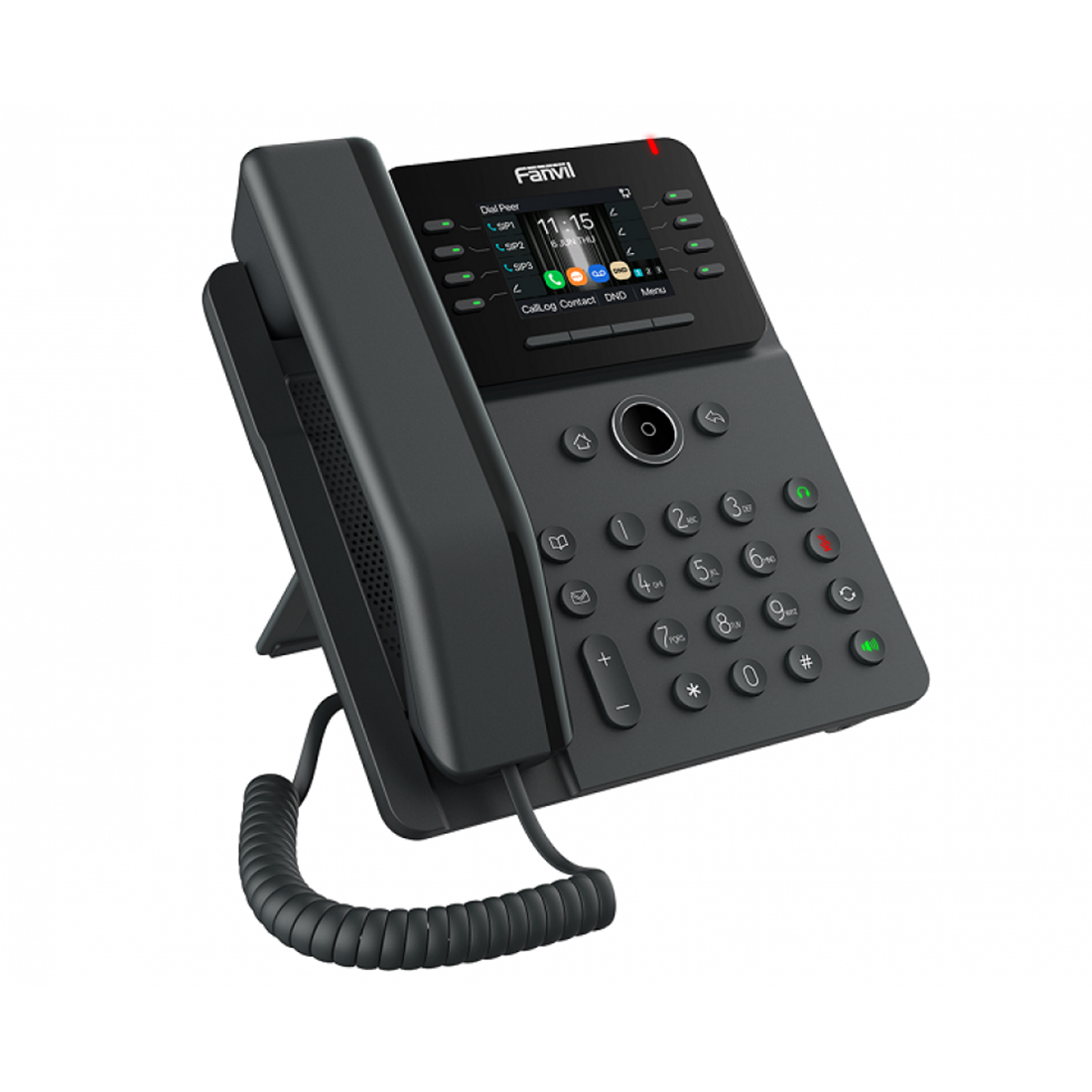 IP-телефон, Fanvil, V62G (B), 12 линии SIP, 2xGE PoE, чёрный, цветной экран 320x240, конференц-связь на 6 участников, до 21 DSS клавиши, блок питания в комплекте