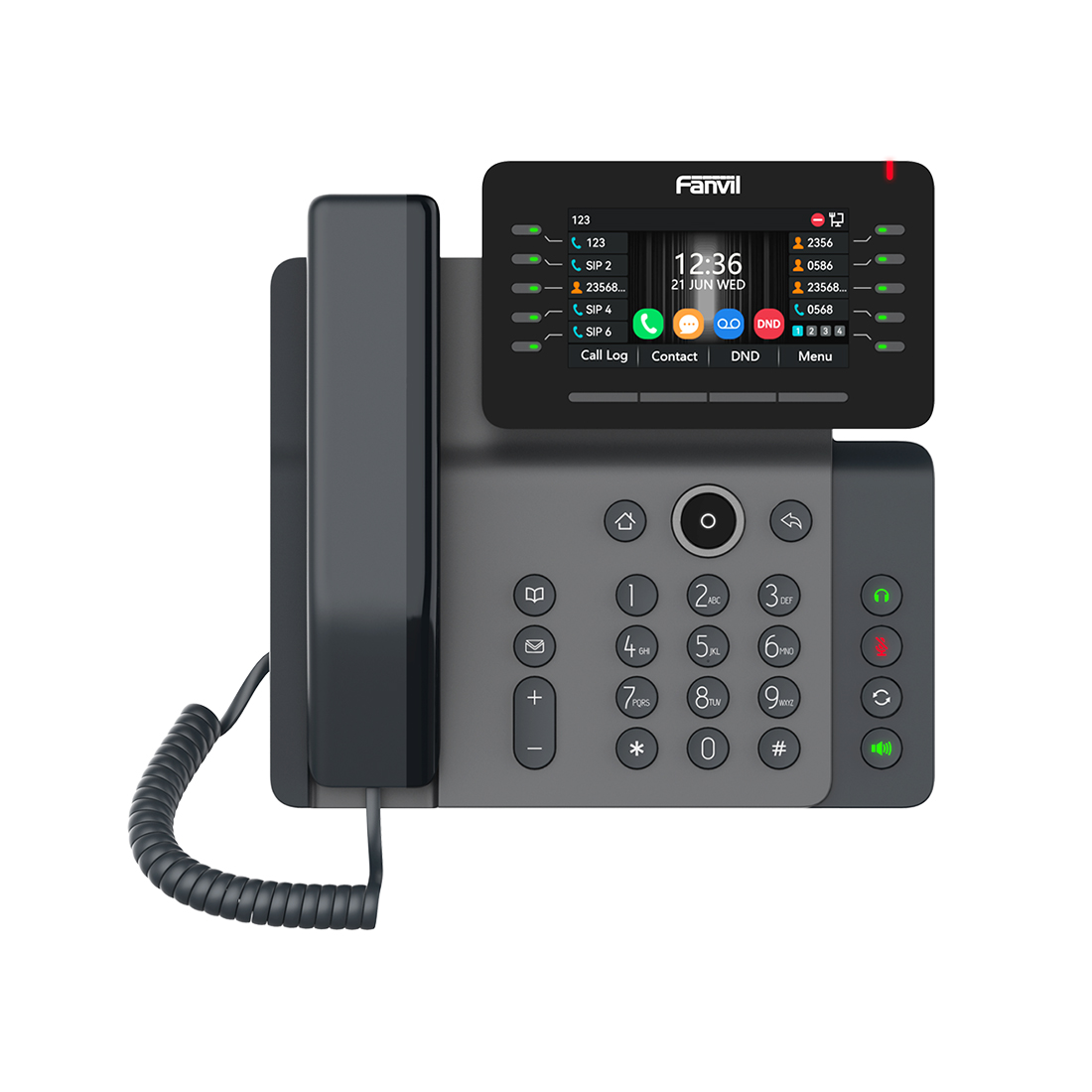 IP-телефон, Fanvil, V65, 20 линии SIP, 2xGE PoE, bluetooth, WIFI, USB, цветной экран 480x272, конференц-связь на 6 участников, до 45 DSS клавиши, блок питания в комплекте
