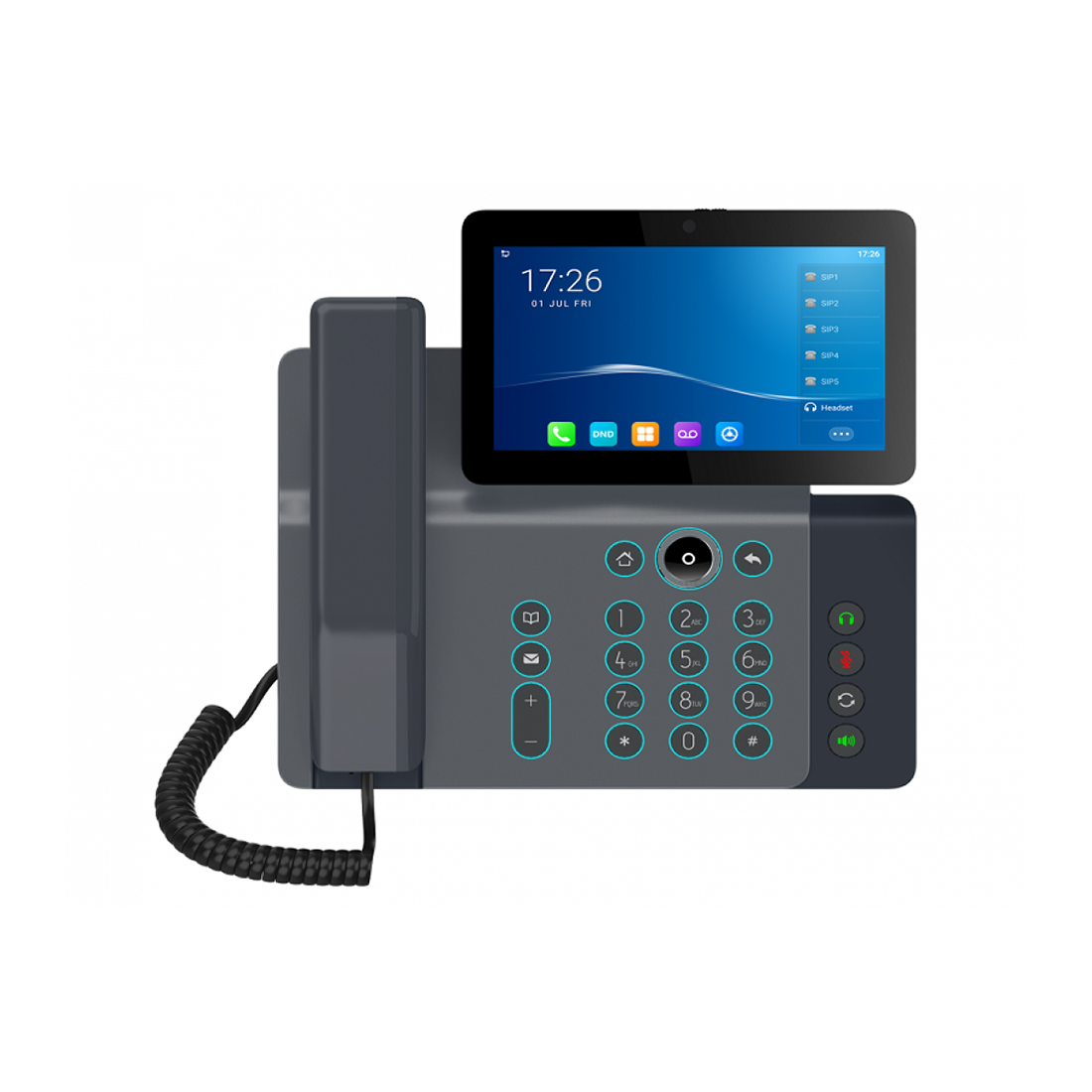 IP-телефон, Fanvil, V67, IP-видеотелефон, 20 линии SIP, 2xGE PoE, bluetooth, WIFI, USB, цветной сенсор экран 1024x600, конференц-связь на 10 участников, до 116 DSS клавиши, блок питания в комплекте