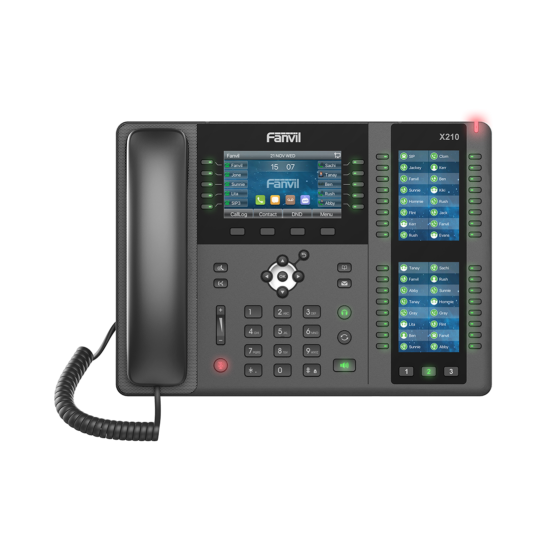 IP-телефон, Fanvil, X210, 20 линии SIP, 2xGE PoE, Bluetooth, WIFI, тройной дисплей, 106 DSS клавишь, блок питания в комплекте
