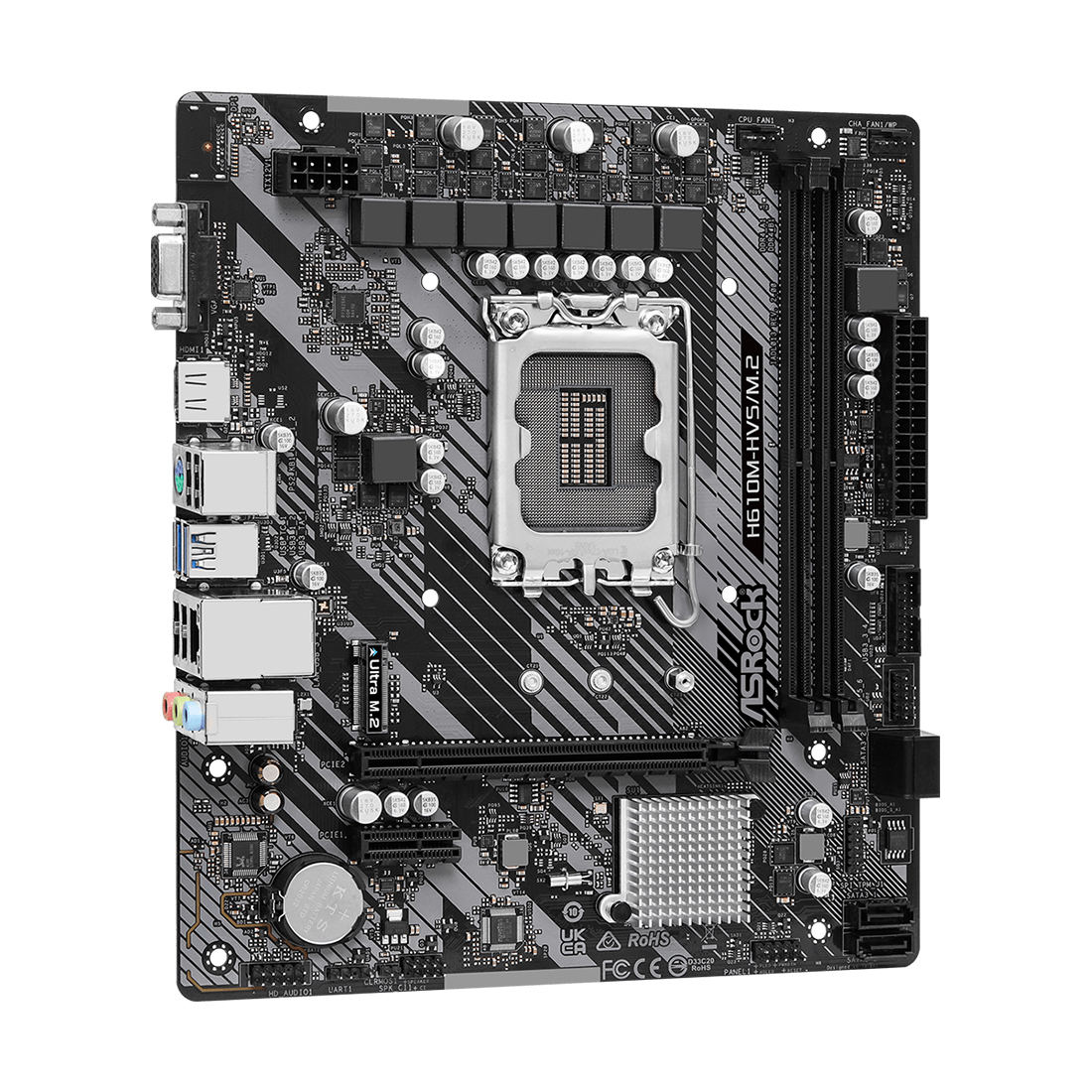 Материнская плата, ASRock, H610M-HVS/M.2 R2.0 (4710483939914), LGA1700, iH610, 2xDDR4 2666/2933/3200MHz, 4xSATA3, 1xM.2 (PCI-E 3.0x4), 1xD-Sub, 1xHDMI, 1xPCI-Ex16, 1xPCI-Ex1, mATX