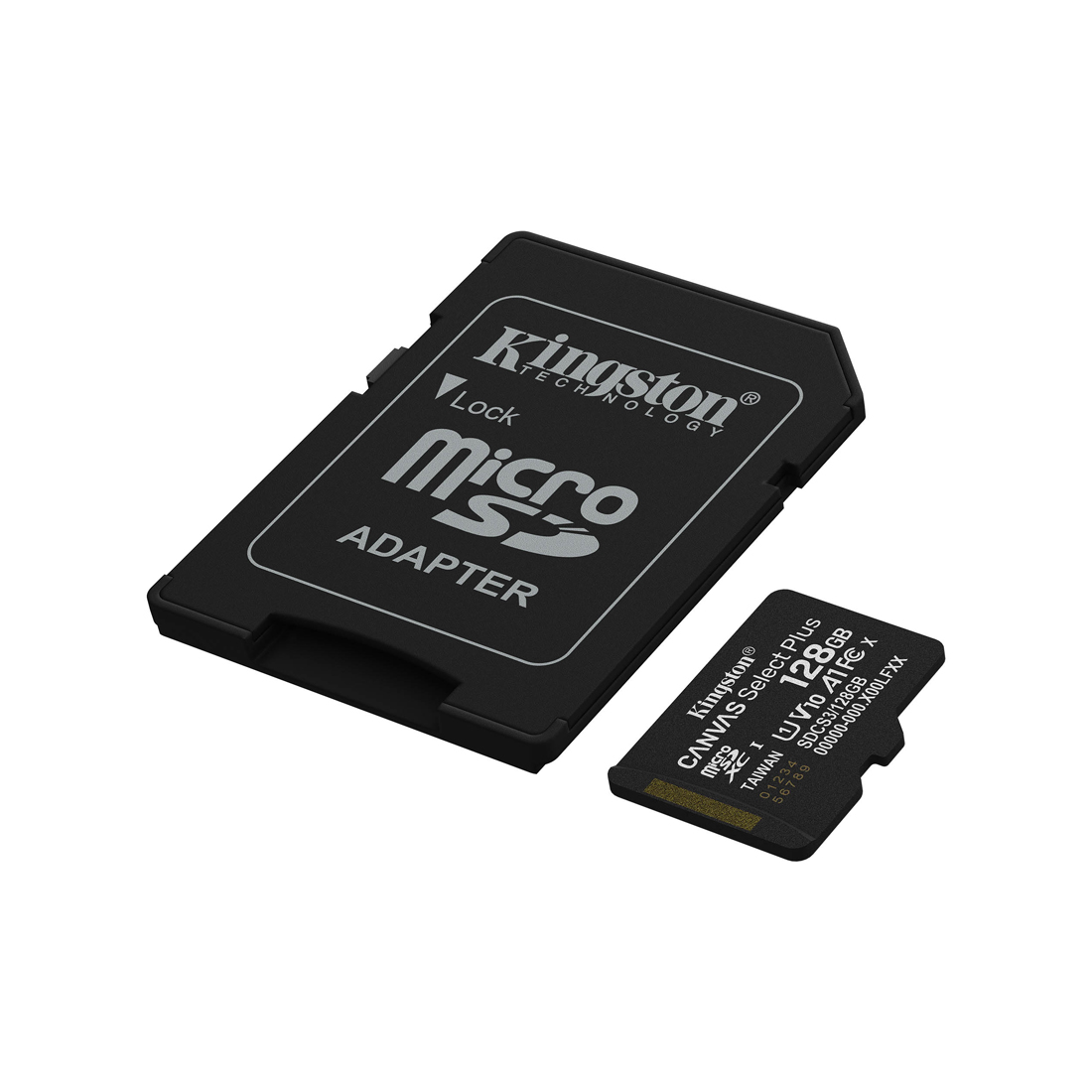 Карта памяти Kingston SDCS3/128GB MicroSDXC 128GB Canvas Select Plus A1 U1 V10 с адаптером SD