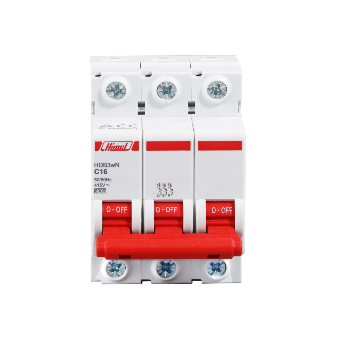Автоматический выключатель, Himel, HDB3WL3C2, HDB3w 3Р 2А С 4,5кА