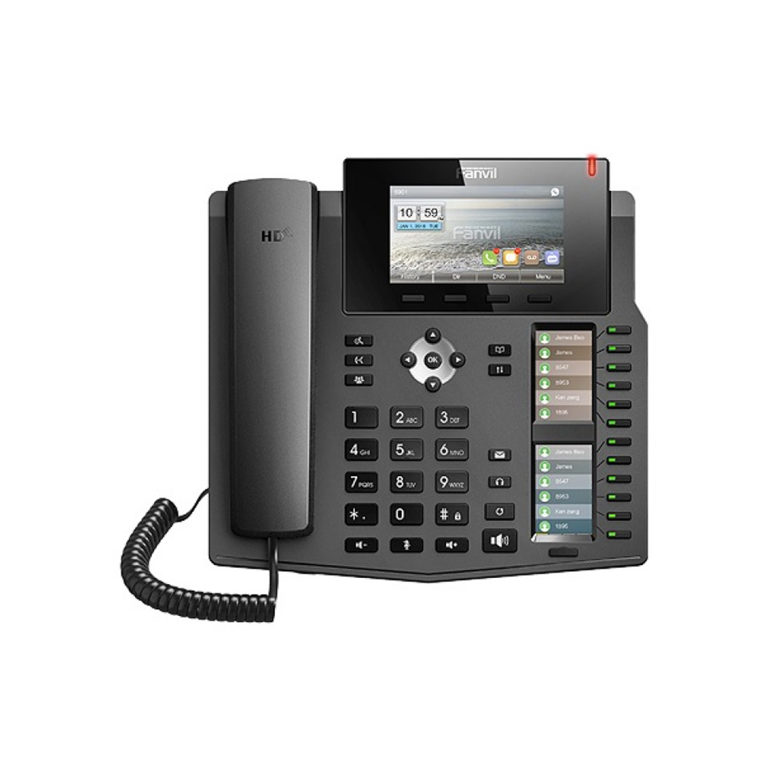IP-телефон, Fanvil, X6U, 20 линии SIP, 2xGE PoE, Bluetooth, тройной дисплей, 60 DSS клавишь, блок питания в комплекте