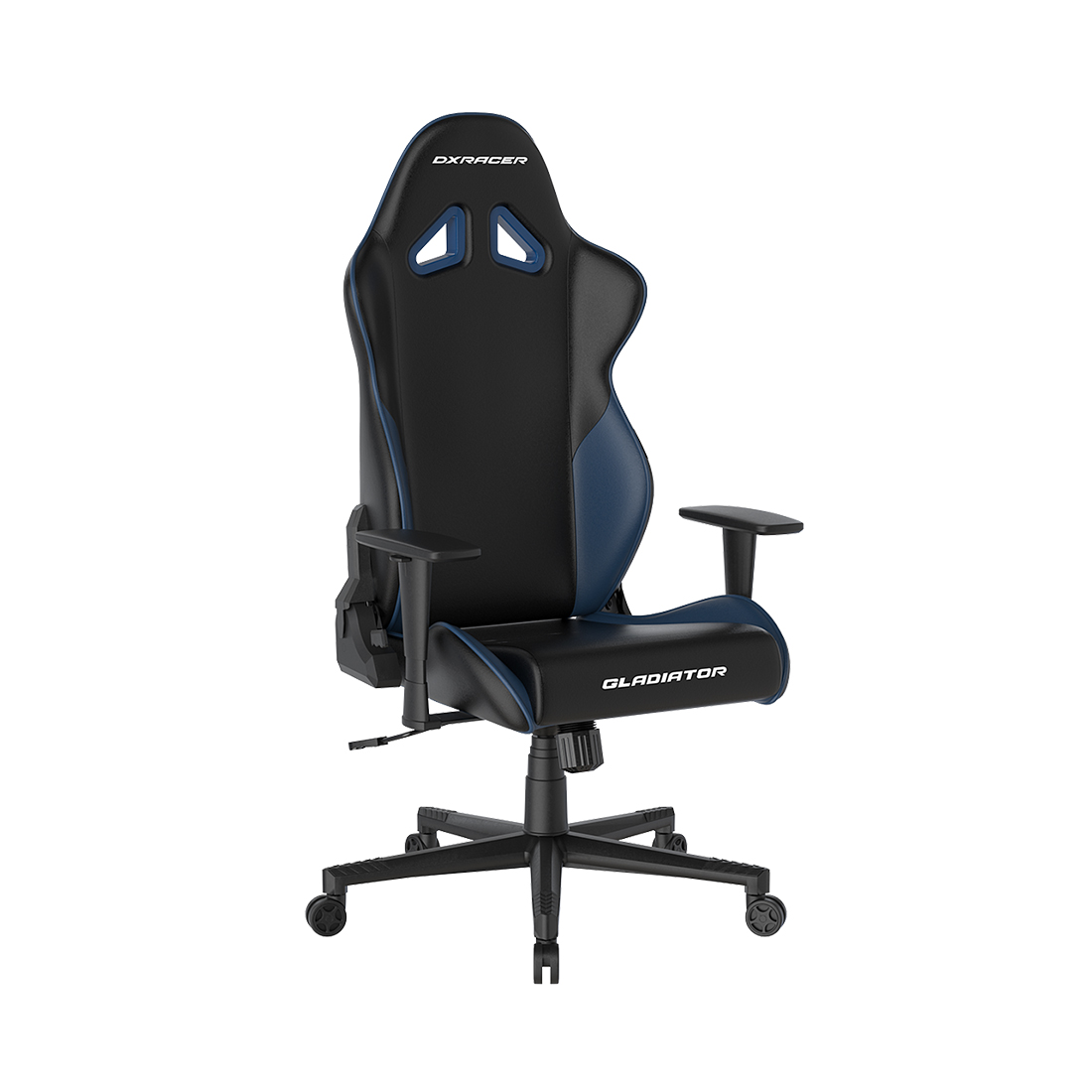 Игровое компьютерное кресло, DX Racer, GC/LGN23LTC/NI, Gladiator series, Рекомендуемый рост: до 190 см, Рекомендуемый вес: до 115 кг, Эко-кожа, Угол наклона до 135°, 3D подлокотники, Нейлоновая основа кресла, Механизм качания: топ-ган, Черно-синий