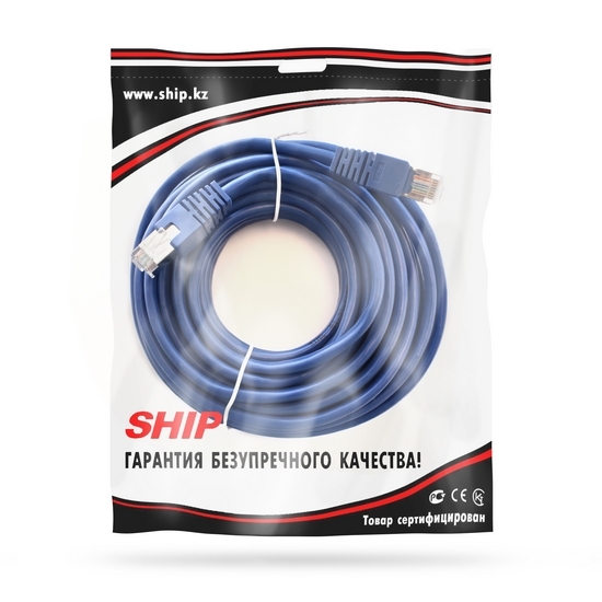 Патч Корд, SHIP, S4025BL1000-P, Cat.5e, FTP, LSZH, RJ-45, 10 м, Синий, Экранированный, Пол. пакет