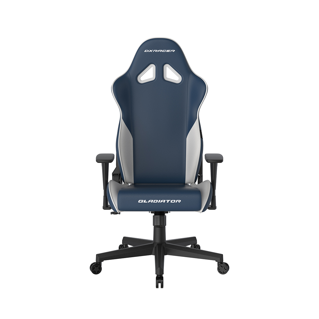 Игровое компьютерное кресло, DX Racer, GC/LGN23LTCLTA/IW, Gladiator series, Рекомендуемый рост: до 190 см, Рекомендуемый вес: до 115 кг, Эко-кожа, Угол наклона до 135°, 3D подлокотники, Нейлоновая основа кресла, Механизм качания: топ-ган, Сине-белый