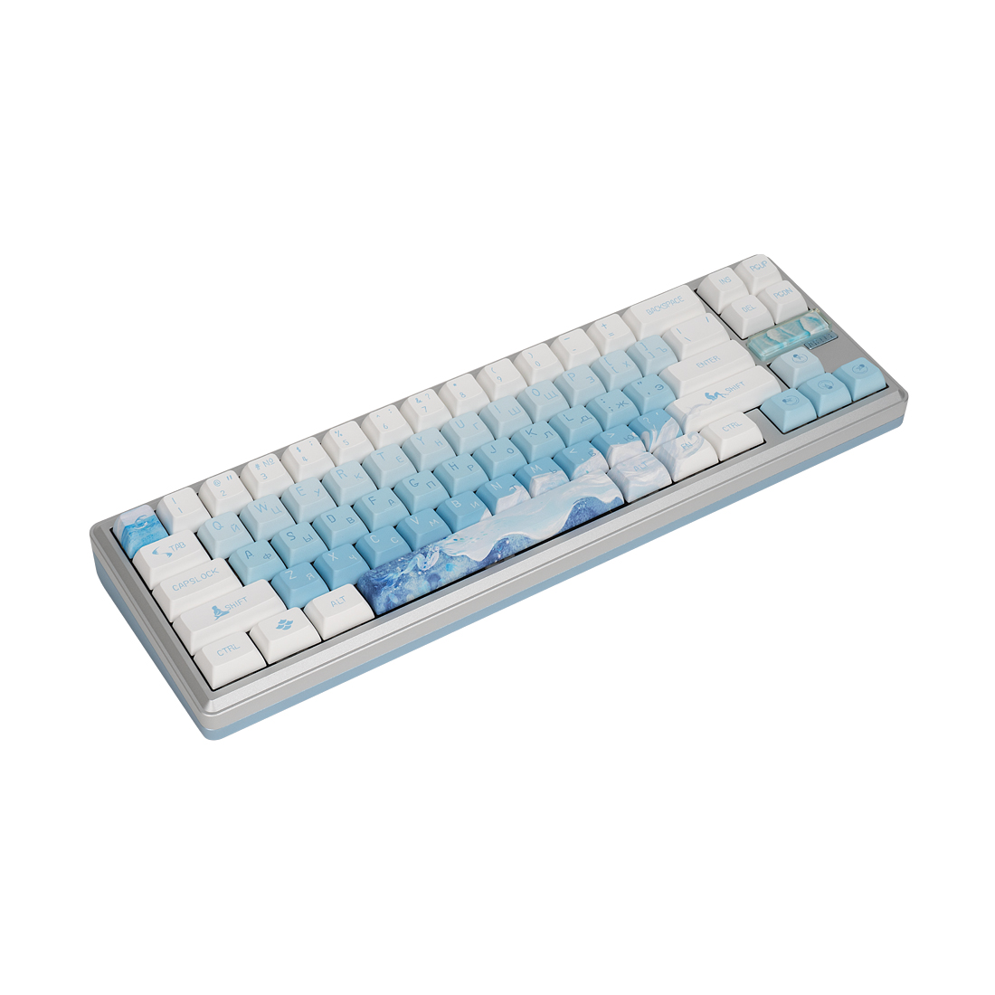 Клавиатура, Varmilo, Sword 68 Ariel, VTP68, Varmilo MX Daisy L Switch, A68A089F9A8A06A063, 68 клавиш, Механическая, Подсветка - RGB, Hot-Swap - Да, Проводная/Bluetooth/2.4G, Type-C , Англ/Рус, 420*195*190мм, Голубой
