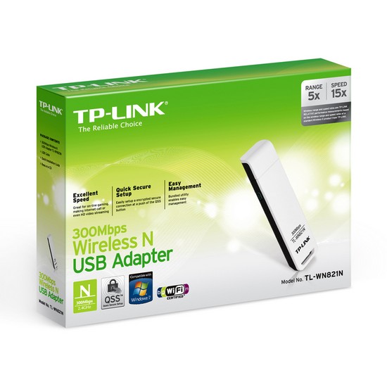 Сетевая карта, TP-Link, TL-WN821N, Беспроводная, 300M, USB