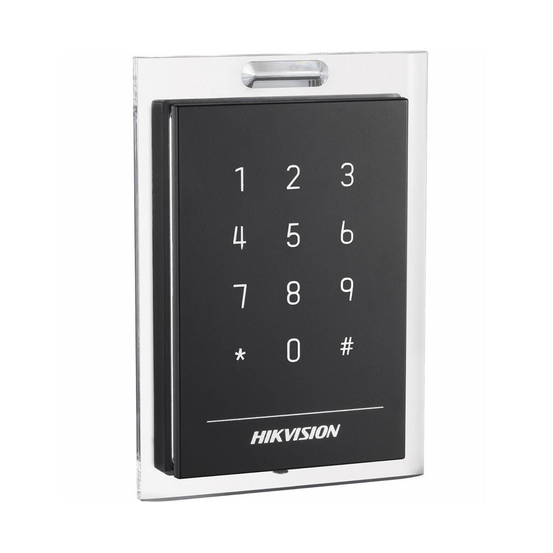Считыватель контроля доступа, Hikvision, DS-K1101MK, Считыватель карт M1/EM, корпус из материала PC+ABS с панелью PMMA, встроенный звуковой сигнал, интерфейс RS-485 и Wiegand, IP64, от -20 °C до 65 °C