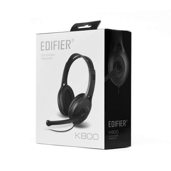 Гарнитура, Edifier, K800USB, Микрофон, Тип крепления: Дуговые, USB, Длина кабеля 2 м, 20 кГц, Чёрный