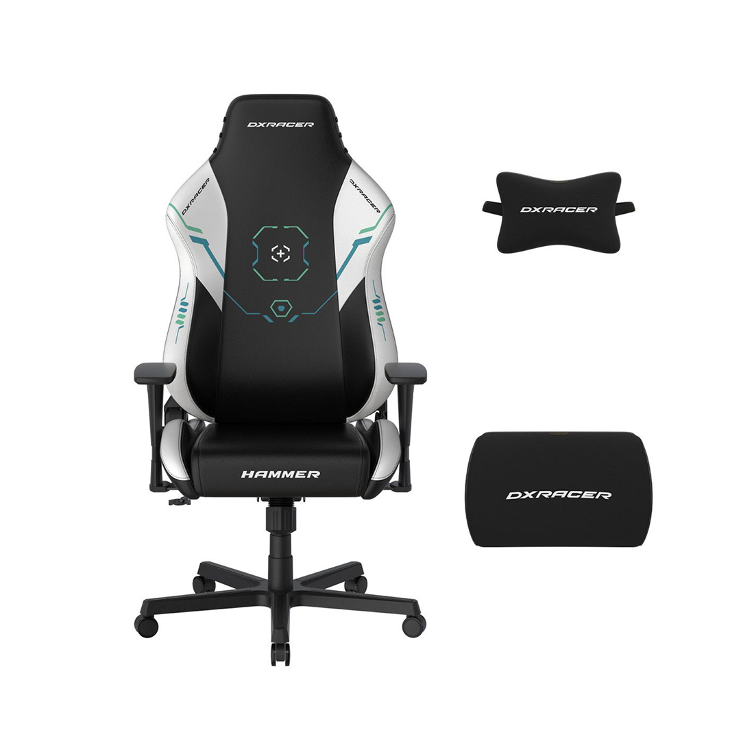 Игровое компьютерное кресло, DX Racer, GC/LHE23LTA/SITBETTERGAMELONGER, Hammer series, Рекомендуемый рост: до 190 см, Рекомендуемый вес: до 115 кг, Эко-кожа, Угол наклона до 135°, 3D подлокотники, Нейлоновая основа кресла, Механизм качания: топ-ган, Черно-белый