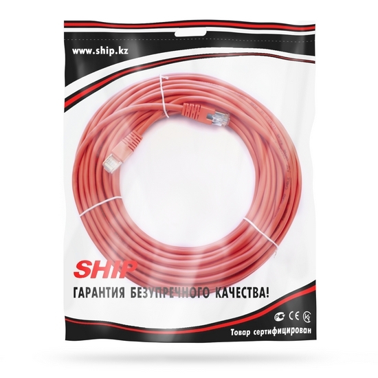 Патч Корд, SHIP, S4025RD1500-P, Cat.5e, FTP, LSZH, RJ-45, 15 м, Красный, Экранированный, Пол. пакет