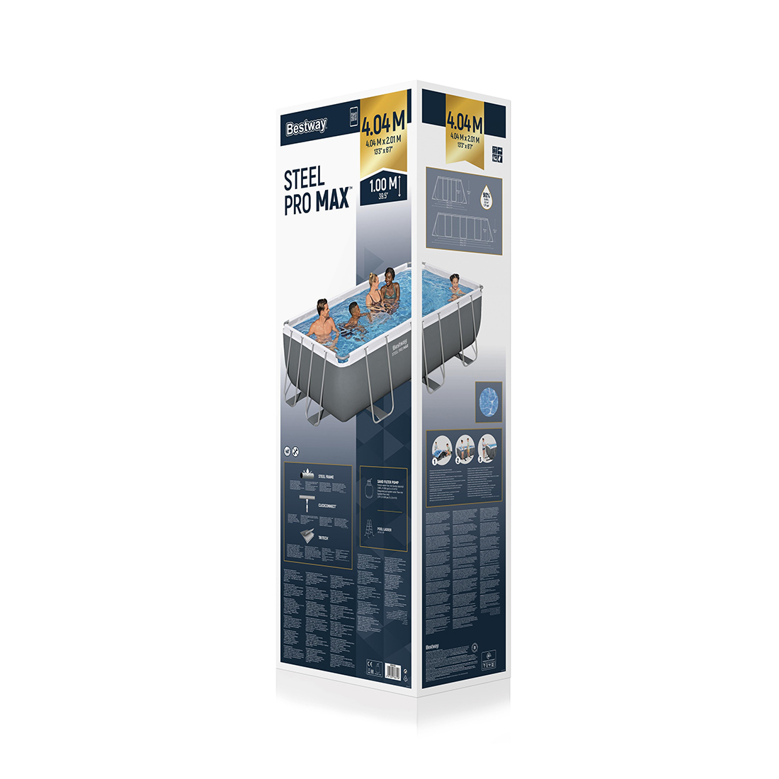 Каркасный бассейн Steel Pro MAX Rectangular 404 х 201 х 100 см, BESTWAY