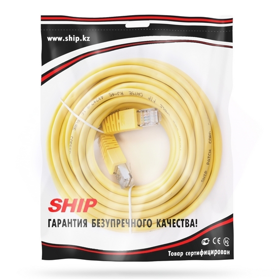 Патч Корд, SHIP, S4025YL1500-P, Cat.5e, FTP, LSZH, RJ-45, 15 м, Жёлтый, Экранированный, Пол. пакет
