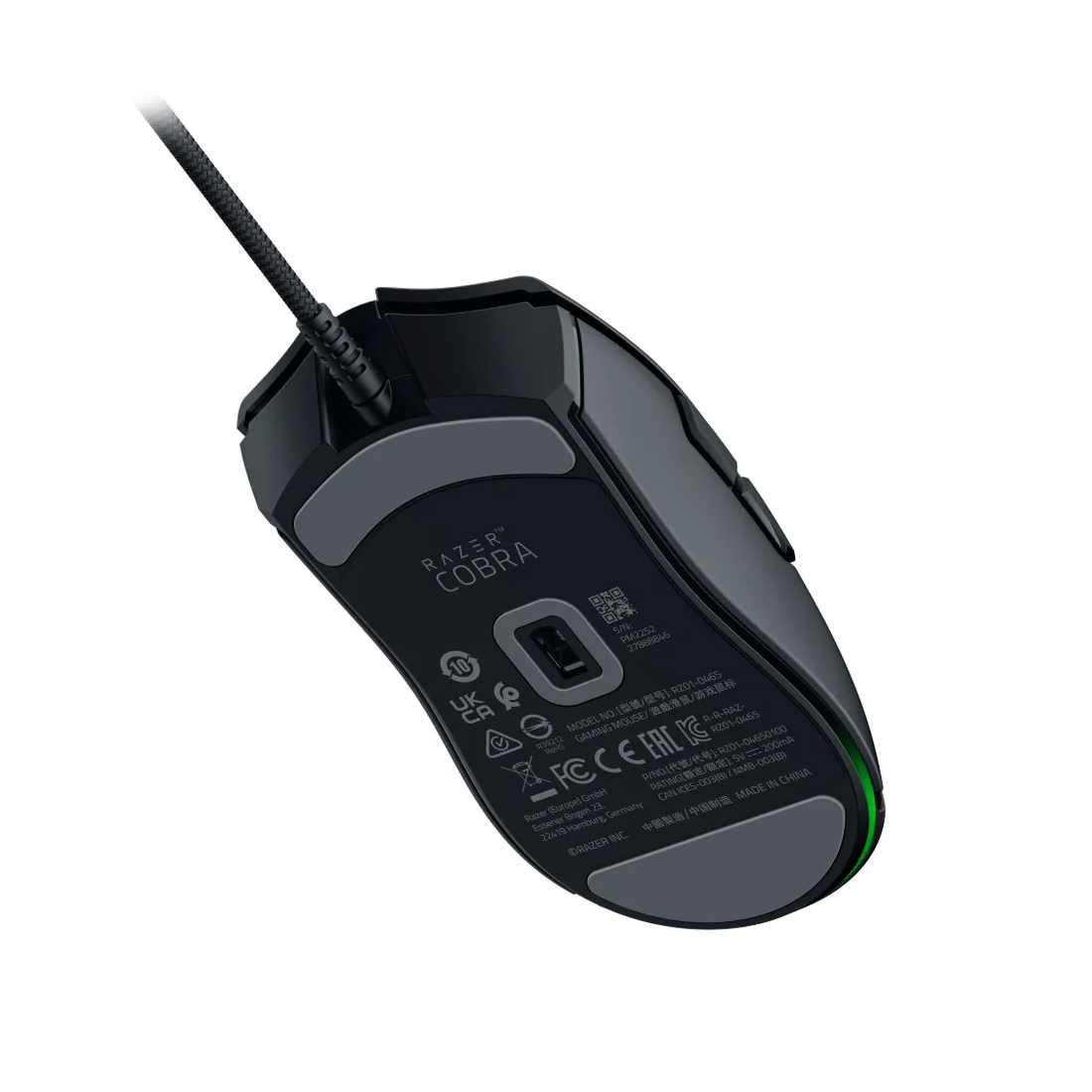 Компьютерная мышь, Razer, Cobra, RZ01-04650100-R3M1, Игровая, Оптический сенсор c разрешением 8500 DPI, RGB-подсветка: Razer Chroma RGB, Проводная — кабель Razer Speedflex, Ресурс переключателей: 90 миллионов щелчков, 58 г, Чёрная
