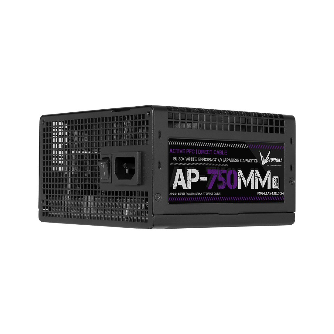 Блок питания, Formula V, AP-750MM, 750W, ATX, APFC, 20+4 pin, 2*4+4pin, 6*Sata, 2*Molex, 2*PCI-E 6+2 pin, Вентилятор 12см, Кабель питания, Чёрный