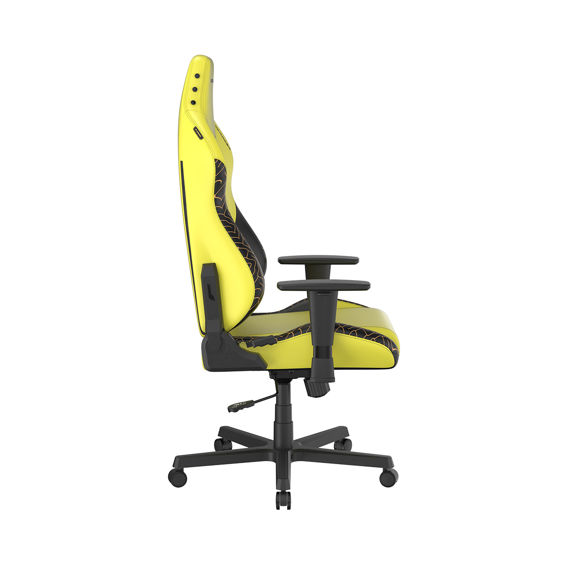 Игровое компьютерное кресло, DX Racer, GC/LHE23LTA/DINORABBIT, Hammer series, Рекомендуемый рост: до 190 см, Рекомендуемый вес: до 115 кг, Эко-кожа, Угол наклона до 135°, 3D подлокотники, Нейлоновая основа кресла, Механизм качания: топ-ган, Желтый