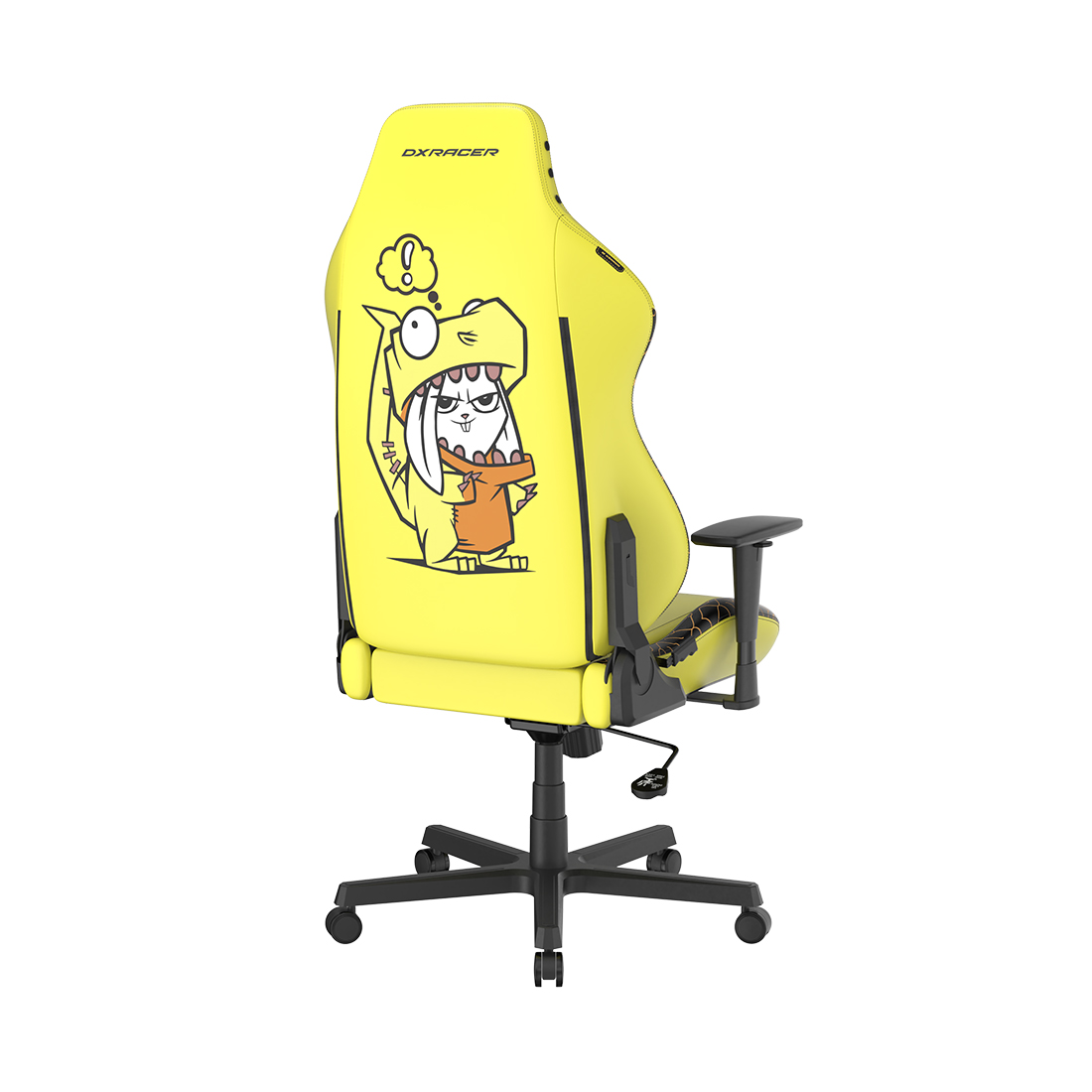 Игровое компьютерное кресло, DX Racer, GC/LHE23LTA/DINORABBIT, Hammer series, Рекомендуемый рост: до 190 см, Рекомендуемый вес: до 115 кг, Эко-кожа, Угол наклона до 135°, 3D подлокотники, Нейлоновая основа кресла, Механизм качания: топ-ган, Желтый