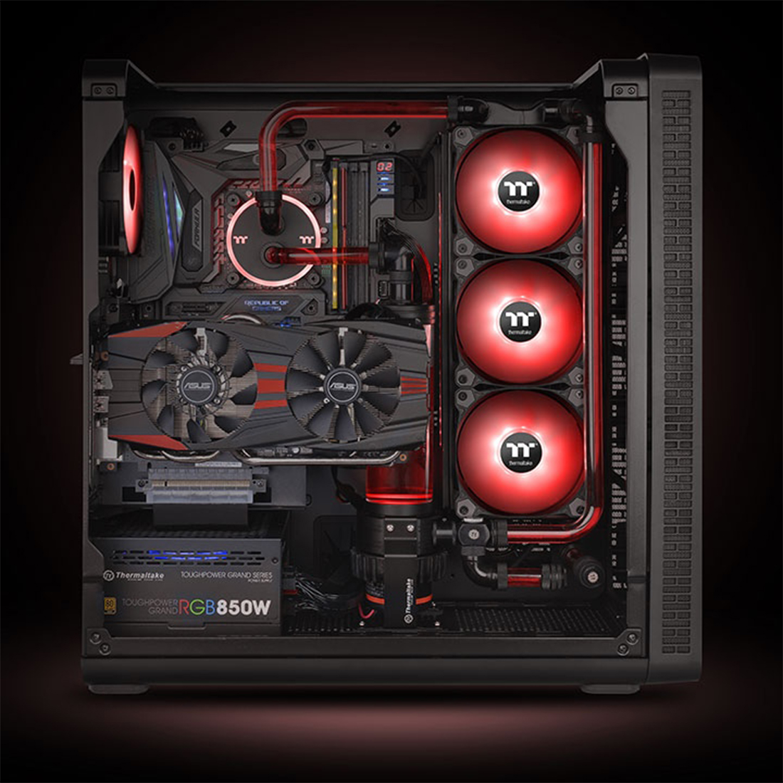 Кулер для компьютерного корпуса,Thermaltake, Pure A14 LED, CL-F110-PL14RE-A, LED Red 140мм вентилятор, 500-1500 об.мин, 93.15 CFM, 32 dB(A), 4pin PWM, 140х140х25мм, Чёрный