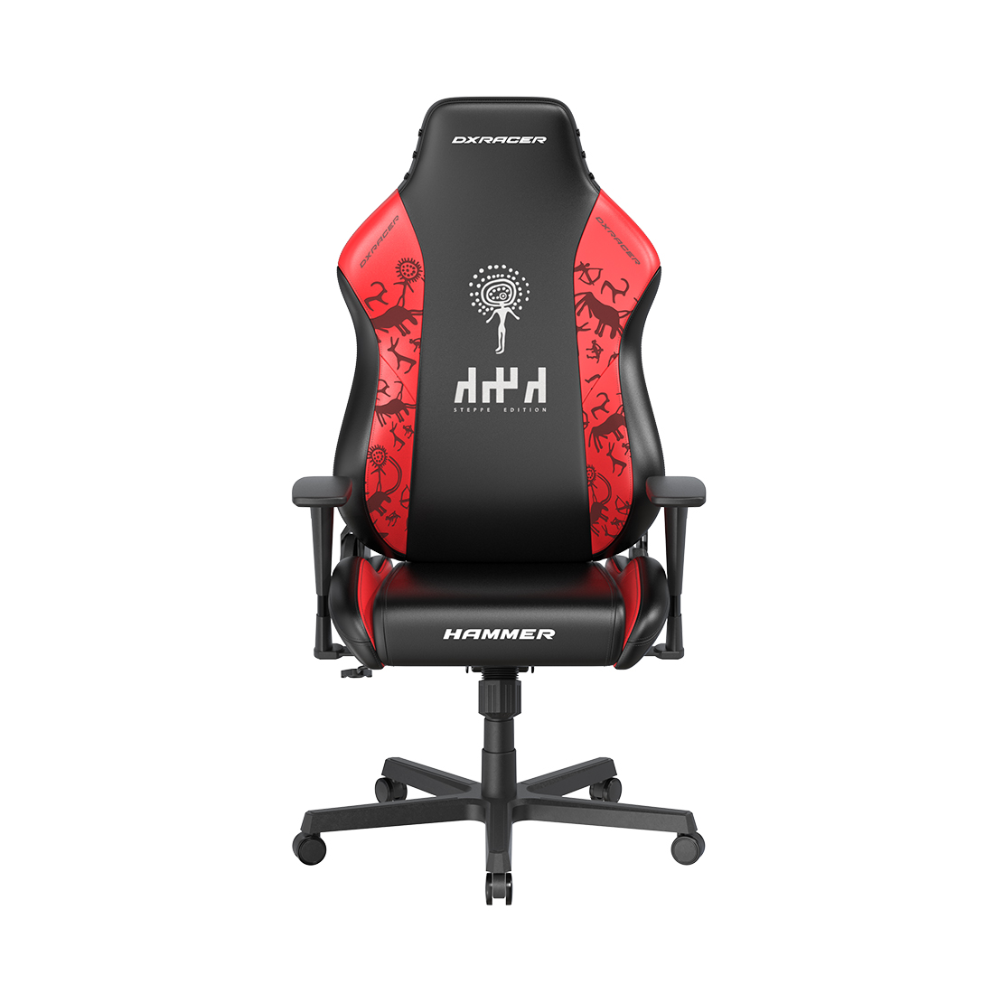 Игровое компьютерное кресло, DX Racer, GC/LHE23LTA/QZQ.NR, Hammer series, Steppe edition, Рекомендуемый рост: до 190 см, Рекомендуемый вес: до 115 кг, Эко-кожа, Угол наклона до 135°, 3D подлокотники, Нейлоновая основа кресла, Механизм качания: топ-ган, Черно-красный