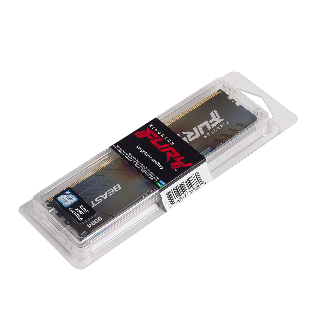 Модуль памяти, Kingston, FURY Beast KF432C16BB1/16, DDR4, 16GB, DIMM <PC4-25600/3200MHz>, Чёрный