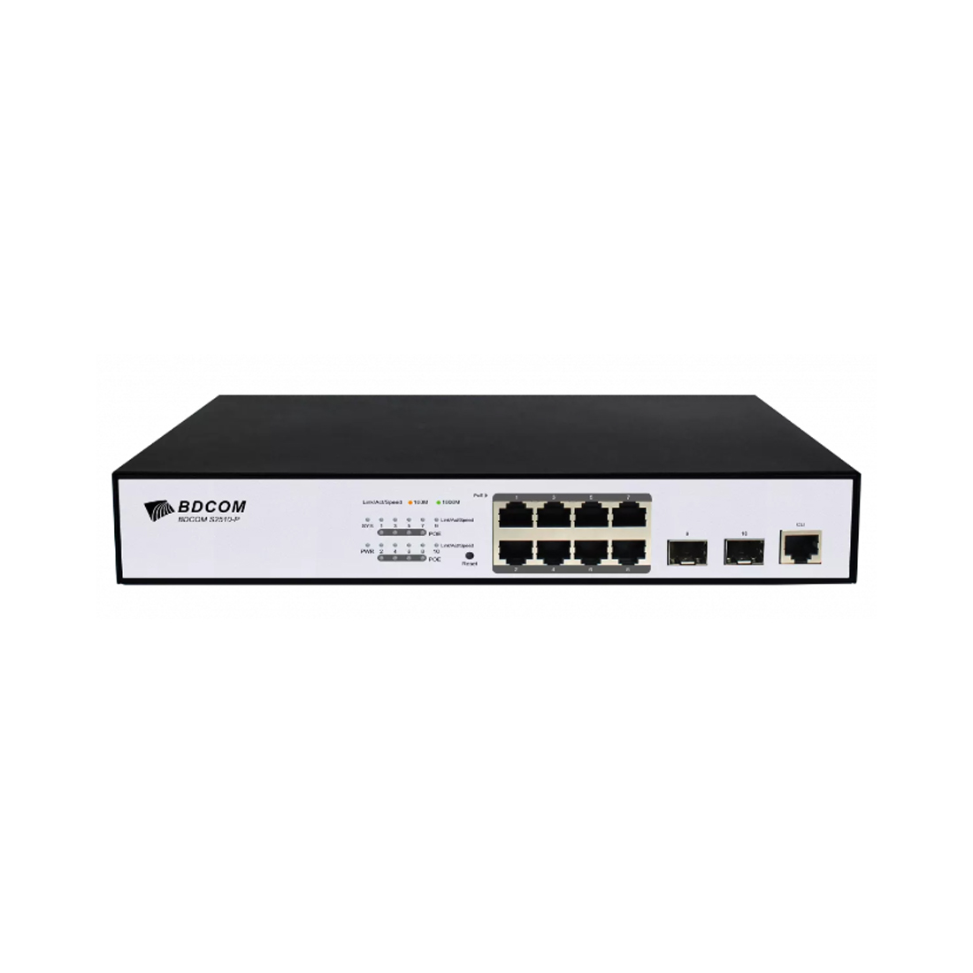 Коммутатор, BDCOM, S2510-P, Управляемый L2, 8 портов PoE (130W) 10/100/1000M RJ45, 2 порта 100/1000М SFP, Стоечный