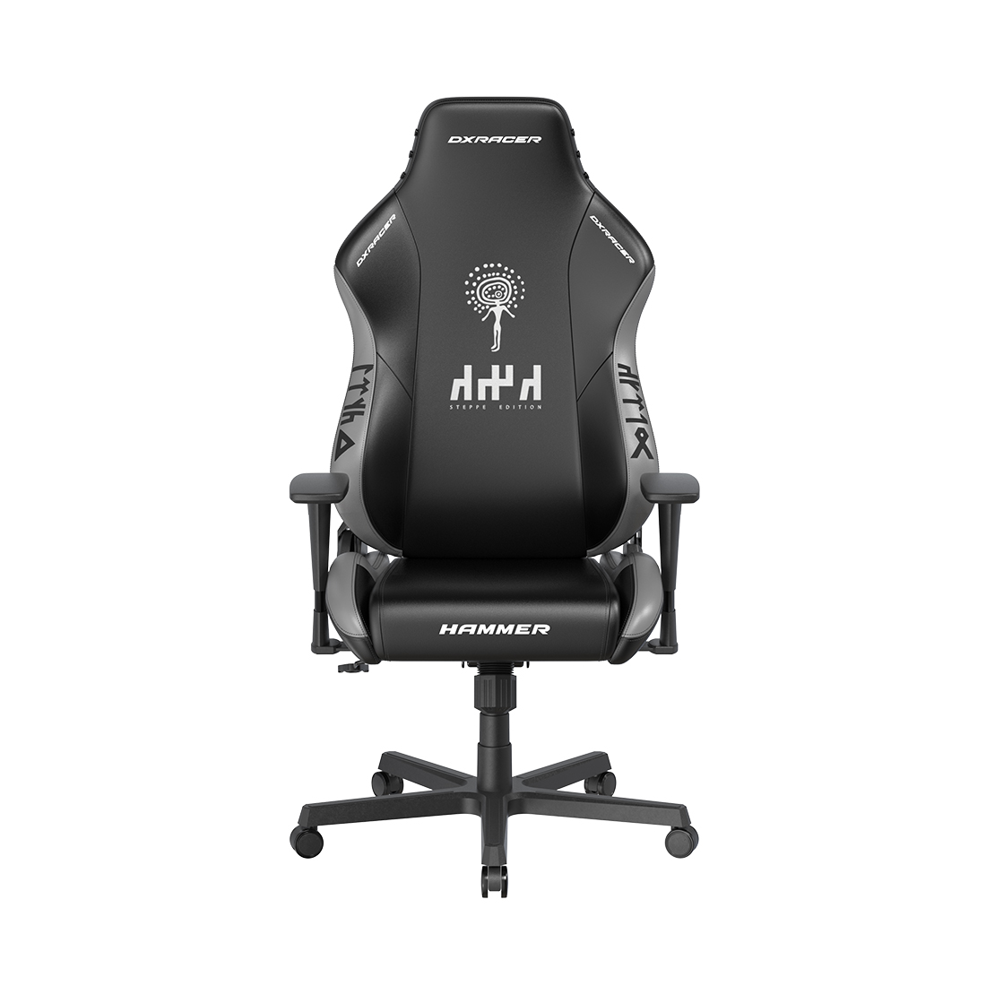 Игровое компьютерное кресло, DX Racer, GC/LHE23LTA/QZQ.N, Hammer series, Steppe edition, Рекомендуемый рост: до 190 см, Рекомендуемый вес: до 115 кг, Эко-кожа, Угол наклона до 135°, 3D подлокотники, Нейлоновая основа кресла, Механизм качания: топ-ган, Черно-серый
