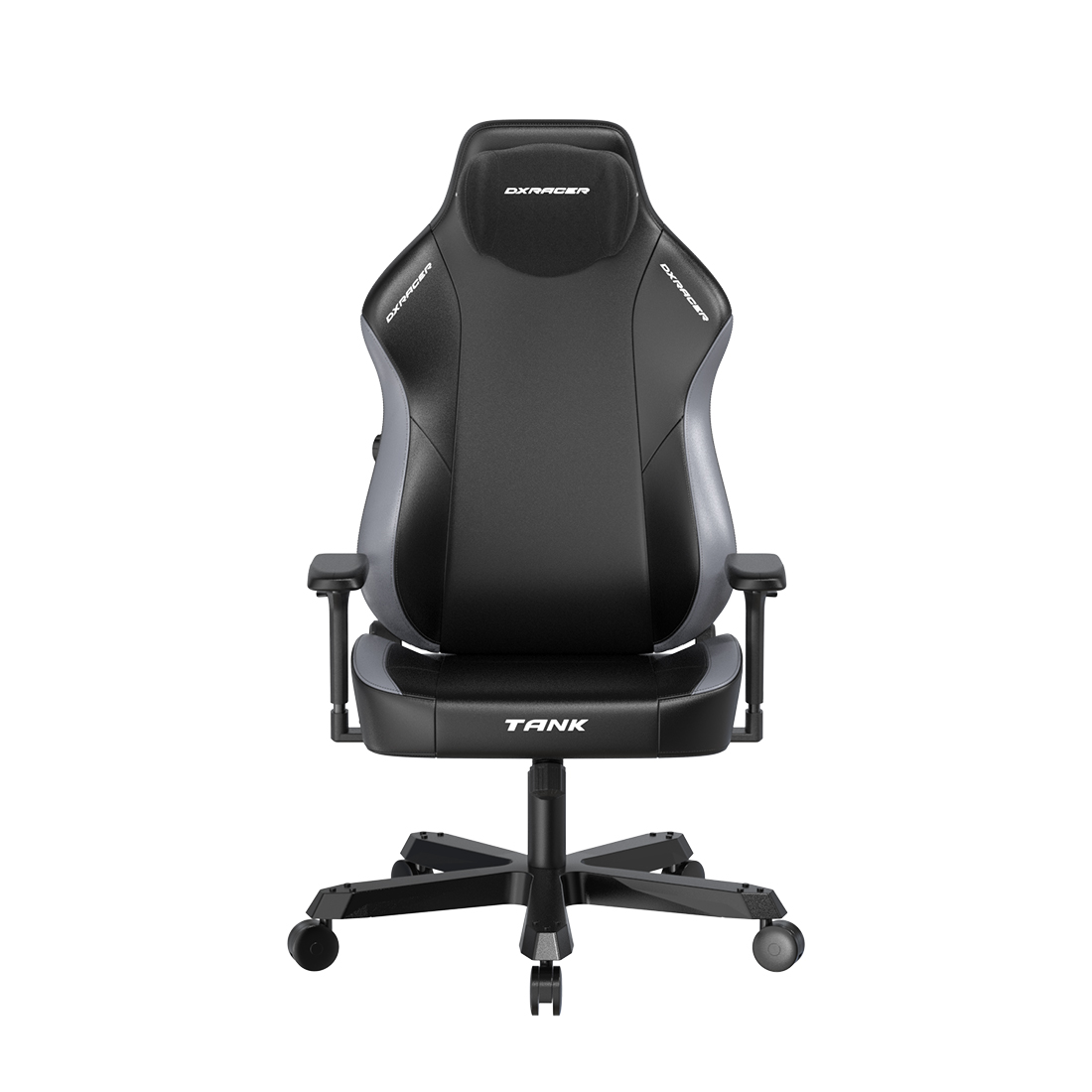 Игровое компьютерное кресло, DX Racer, GC/XXLTK23LTA/NG, Tank series, Рекомендуемый рост: до 190 см, Рекомендуемый вес: до 160 кг, Эко-кожа, Металлическая основа кресла, Угол наклона 135°, Механизм качания: топ-ган, 4D подлокотники, Чёрно-серый
