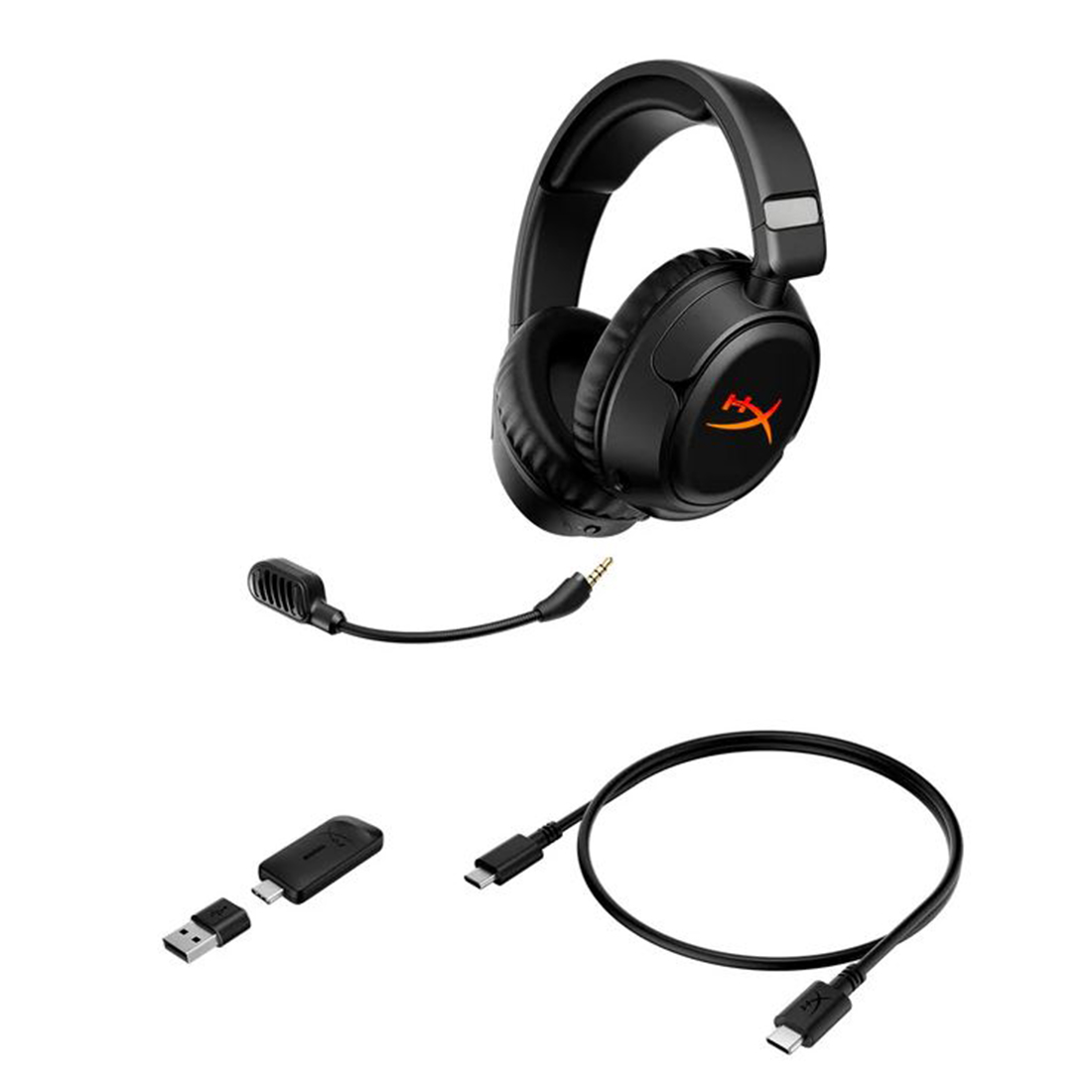 Гарнитура, HyperX, B5VC4AA, Cloud Flight 2 Wireless Black, Динамики 50 мм, Микрофон съёмный гибкий, RGB - подсветка, Тип подключение USB 2.4 ГГц, Bluetooth, Черный