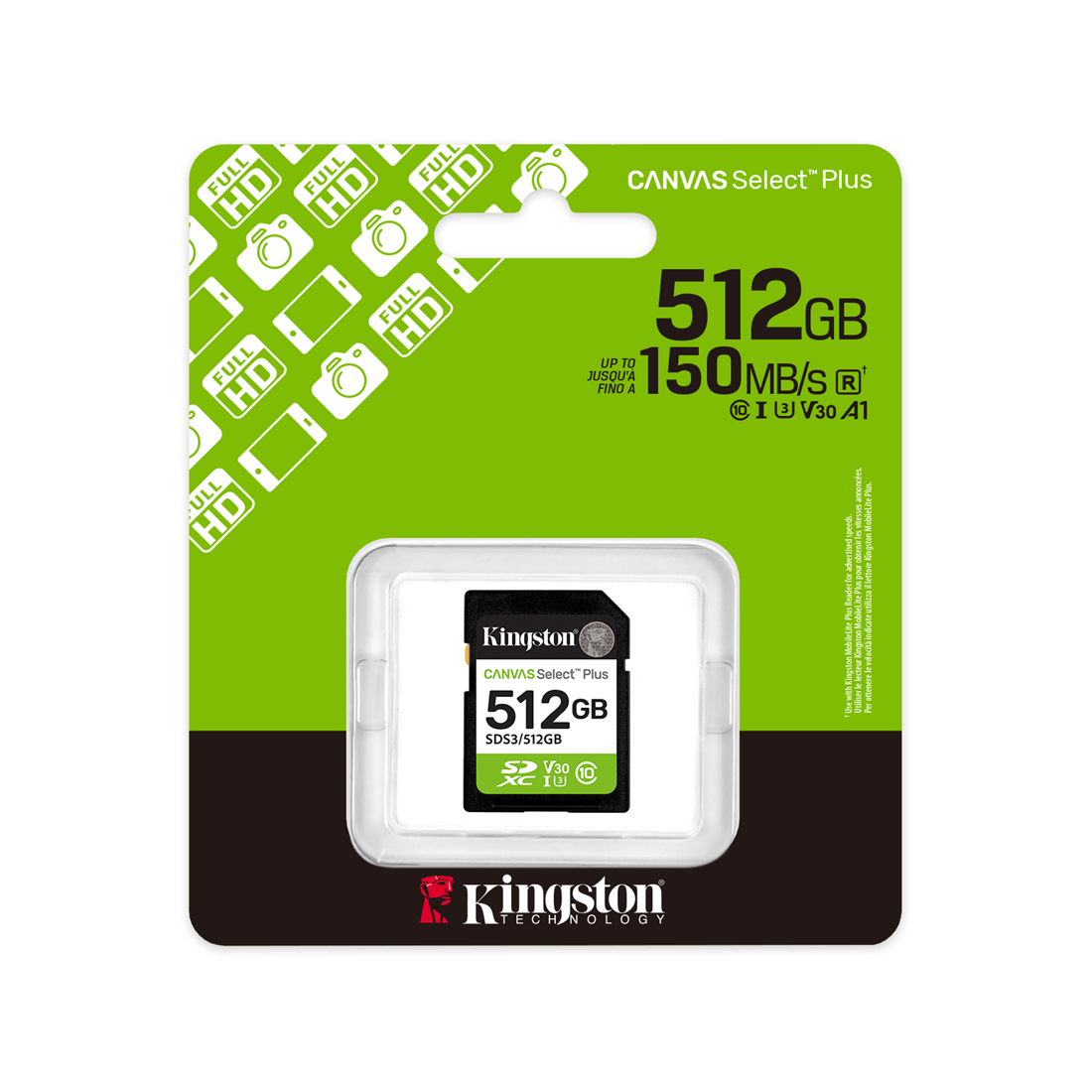 Kingston SDS3/512GB SDXC 512GB Canvas Select Plus C10 UHS-I U3 V30 жадна карта