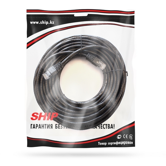 Патч Корд, SHIP, S6025BK2000-P, Cat.6, UTP, LSZH, RJ-45, 20 м, Чёрный, Пол. пакет