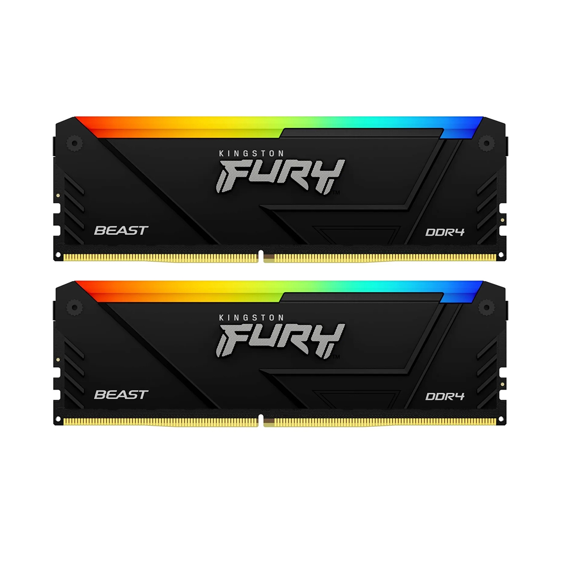 Комплект модулей памяти, Kingston, FURY Beast RGB KF432C16BB12AK2/32 (Kit 2x16GB), DDR4, 32GB, DIMM <PC4-25600/3200MHz>, Чёрный