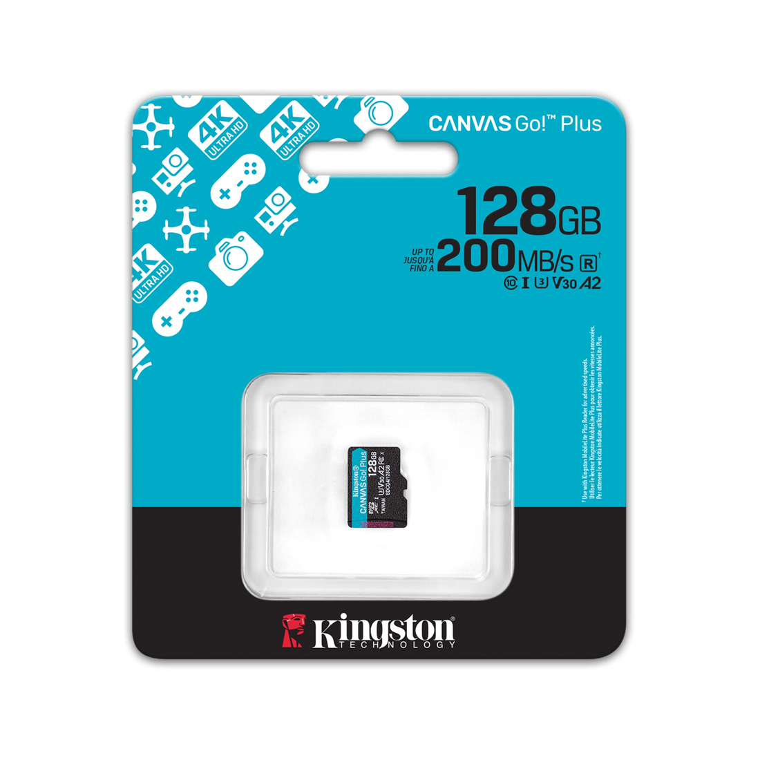 Карта памяти Kingston SDCG4/128GBSP MicroSDXC 128GB Canvas Go Plus A2 U3 V30 без адаптера SD
