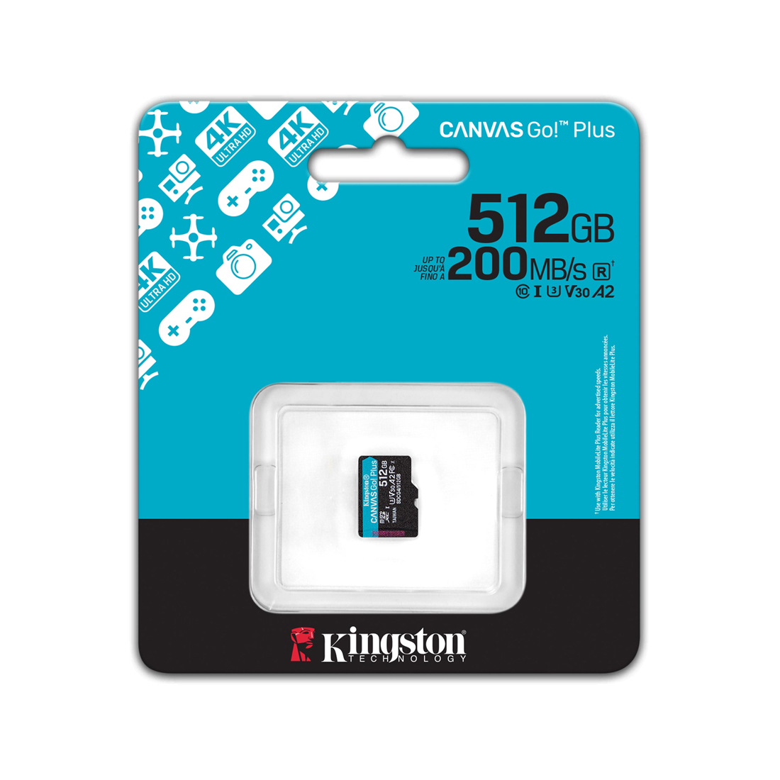 Карта памяти Kingston SDCG4/512GBSP MicroSDXC 512GB Canvas Go Plus A2 U3 V30 без адаптера SD