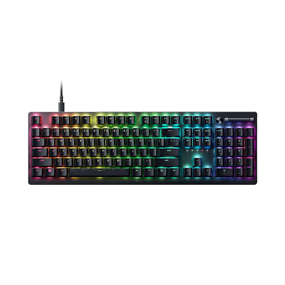 Клавиатура, Razer, Razer DeathStalker V2 (Linear Red Switch) - Russian Layout, RZ03-04500800-R3R1, Игровая, проводная, Оптико-механические переключатели Razer, Программируемые клавиши, Подсветка Chroma 16.8 млн цветов с эффектами, Рус, Чёрный