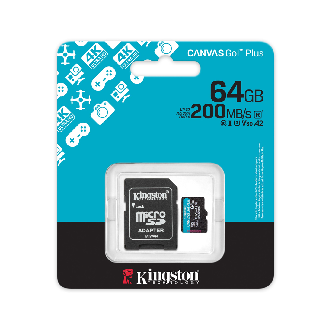 Карта памяти Kingston SDCG4/64GB MicroSDXC 64GB Canvas Go Plus