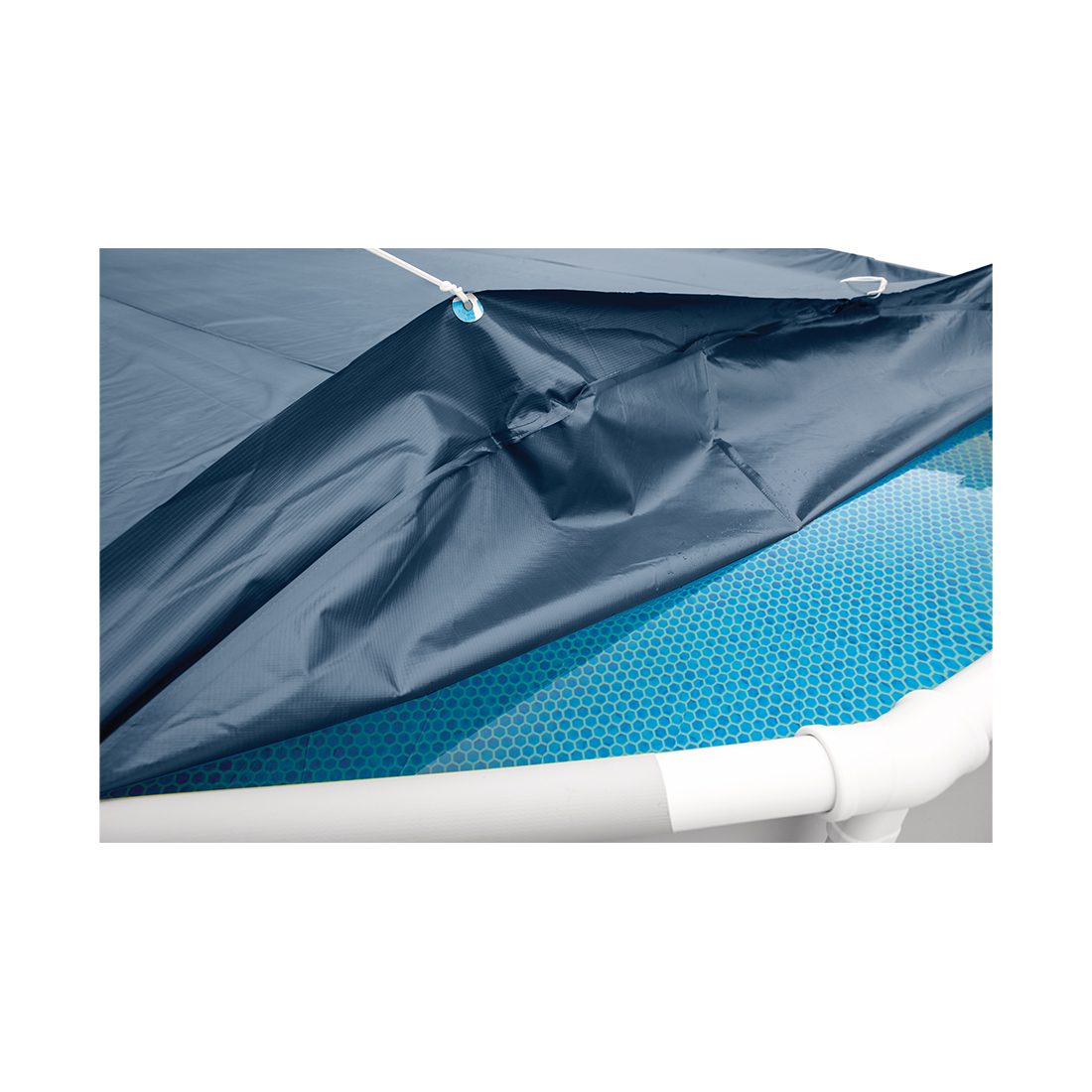 Тент для каркасных бассейнов диаметром 457 см Deluxe, INTEX, 28083, Трехслойный PE, Всесезонный, Усиленный, Тёмно-синий, Цветная коробка