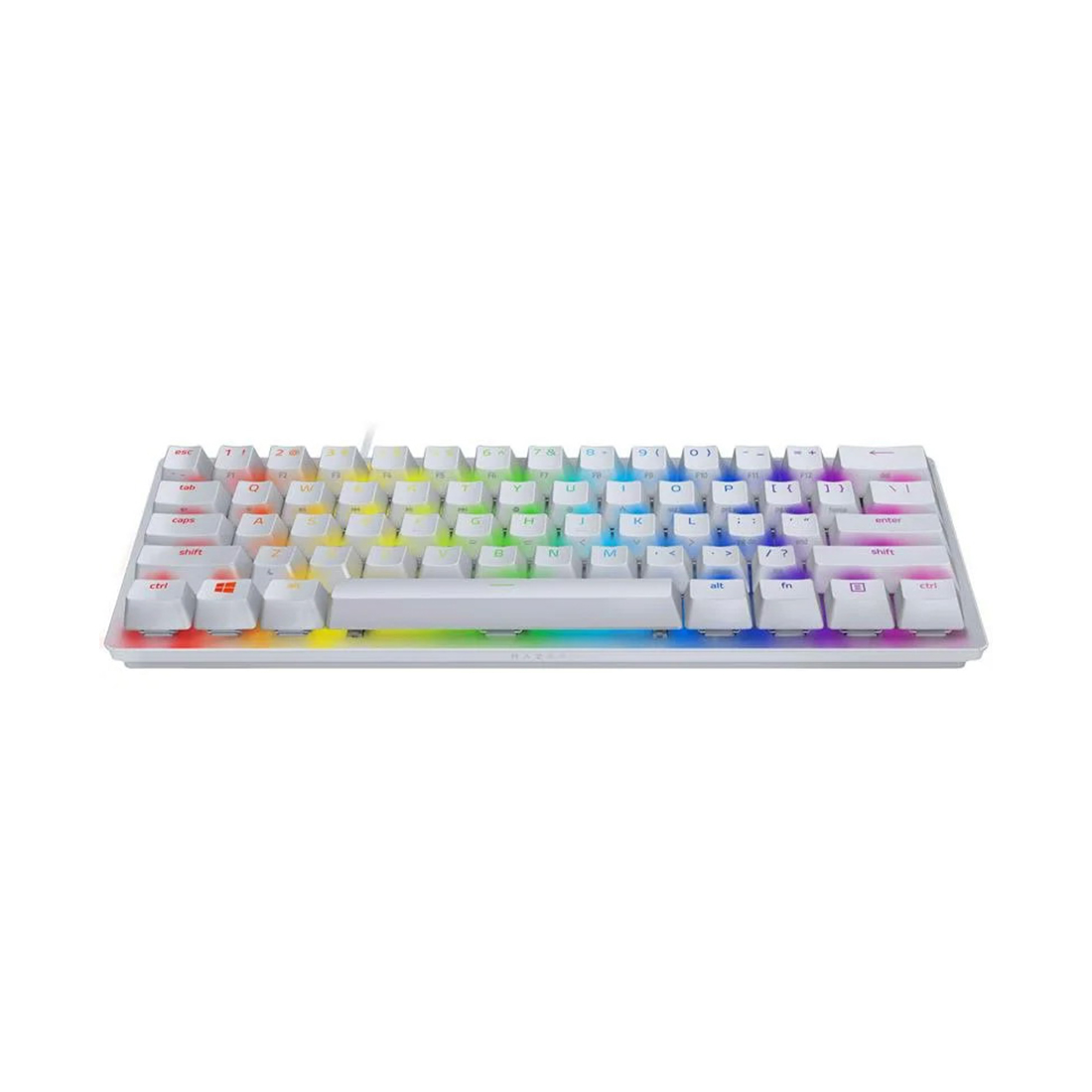 Клавиатура, Razer, Huntsman Mini (Red Switch), RZ03-03392200-R3R1, Игровая, Оптические переключатели Razer, Программируемые клавиши, Съемный кабель USB TYPE-C, Подсветка Chroma c 16.8 млн. цветовых оттенков, Длина кабеля 2 метра, белый
